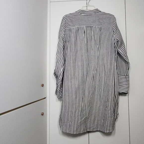 J.Crew Women's Striped Long Shirt Linen Blend Size L - Picture 3 of 6